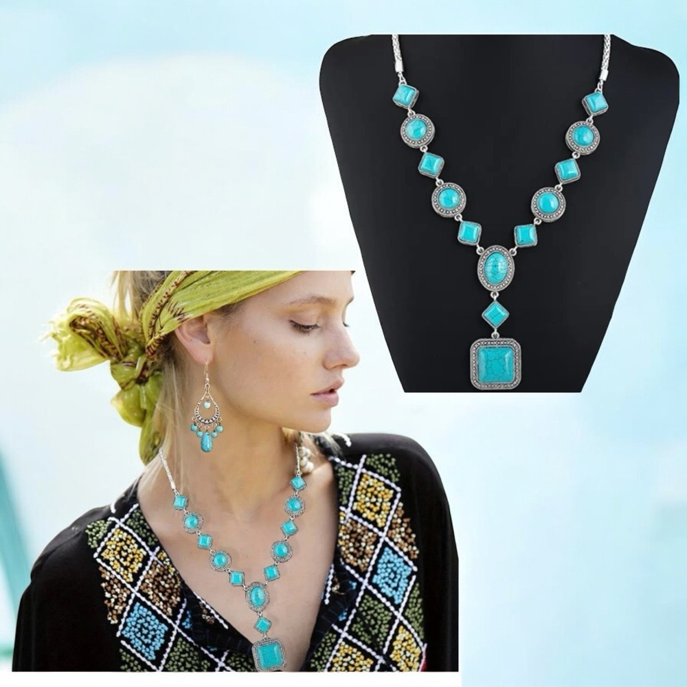 🩵🆕🩵Elegant Turquoise and Silver Necklace